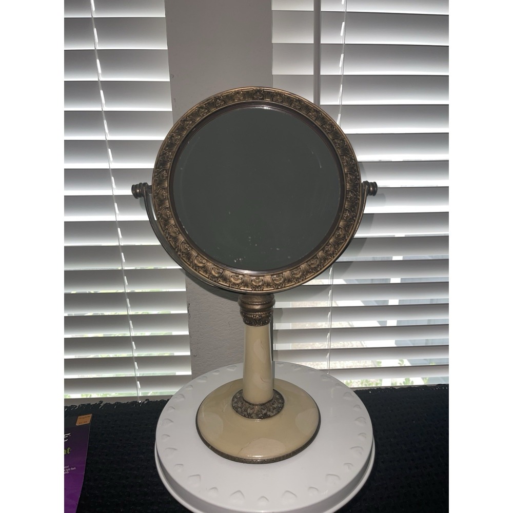 Vintage-Inspired Regency Victorian Standing Vanity Mirror Bronze Enamel